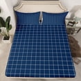 thumbnail image 2 of Feelyou Blue Stripes Buffalo Twin Sheet Sets, Simple Fashion Bedding, 3 Pieces, 2 of 7