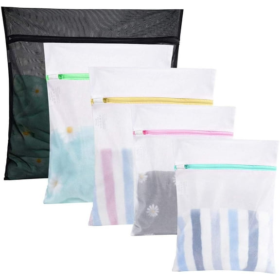 Miumaeov 5Pcs Laundry Bags Mesh Zipper Laundry Bag Travel Storage Organize Bag Lingerie Bags Laundry Clothing Washing Bags
