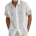 thumbnail image 2 of Beach Shirts for Men Summer Short Sleeve Button Down Lapel Collar Loose Fit Hoho Floral Print Casual Vacation Shirt, 2 of 4