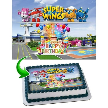 Super Wings Birthday Edible Image Cake Topper For Quarter Sheet Cake By TNCT