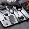 thumbnail image 3 of 6-Piece Serving Flatware Silverware Set  Serving Utensil Set Include Cake Server  Slotted Serving Spoon Black, 3 of 7