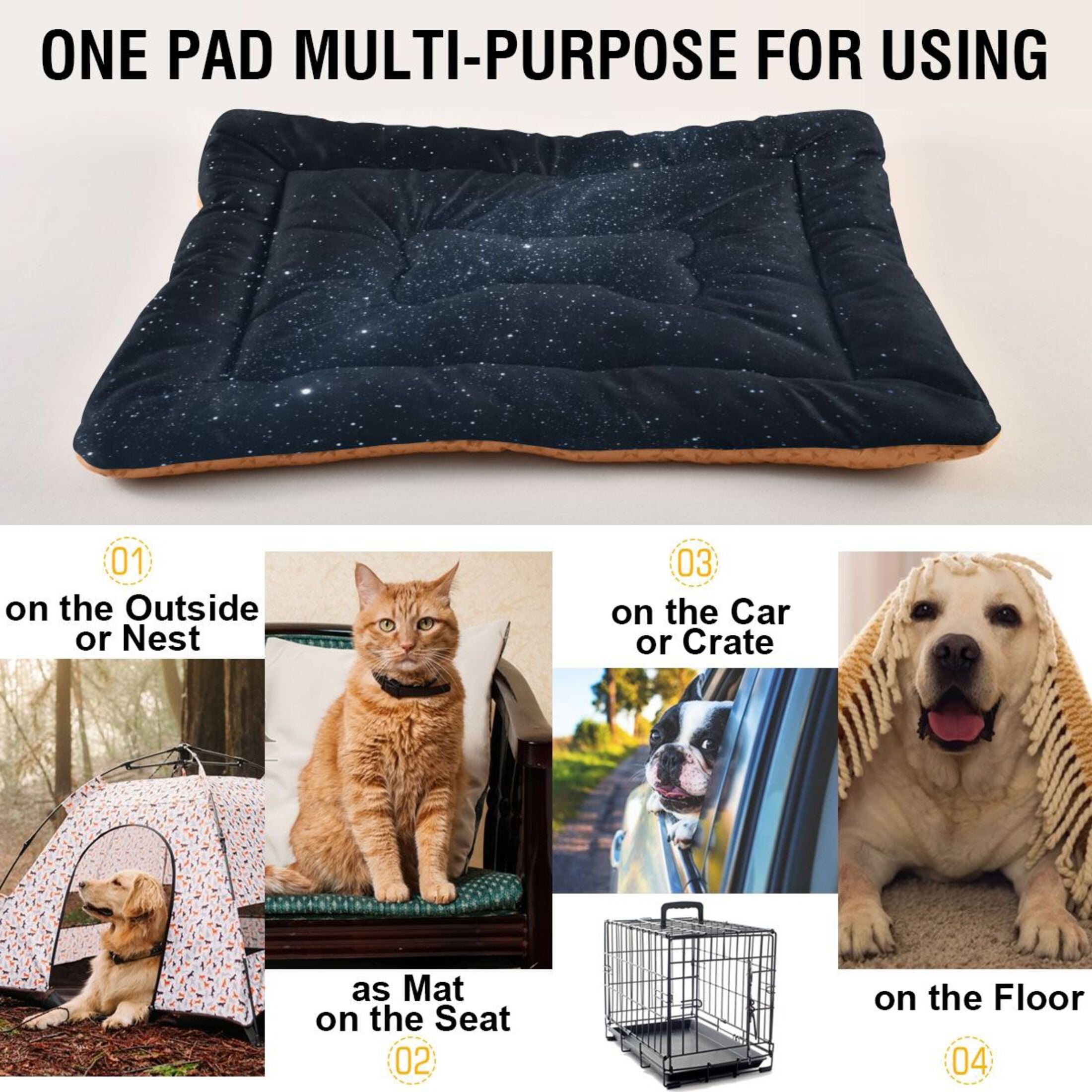 Cozy Mat Pet Bed Indoor Outdoor Warm Soft For Cat Dog Puppy(S/M) Starry Night Sky