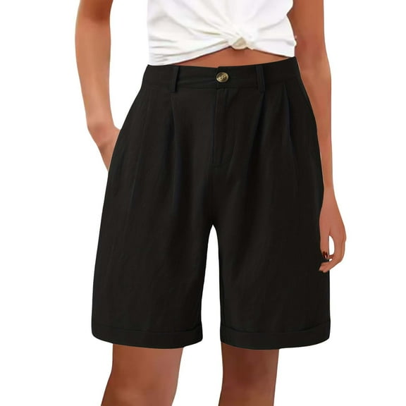TRUBKH shorts for women athletic shorts for women cotton shorts for woman womens shorts casual bermuda shorts for women Black L