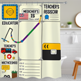 thumbnail image 1 of Whimsical Teacher's Shower Curtain with Colorful Transportation & Education - Fun Bathroom Decor, 1 of 4