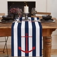 thumbnail image 2 of Table Runner Dresser Scarves 36 Inch Long, Nautical Marine Red Boat Anchor Linen Dining Table Runners Blue and White Line Stripes Tabletop Scarf for Wedding Holiday Party Kitchen, 2 of 7