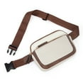 thumbnail image 6 of UTO Belt Bag for Women Crossbody Waist Bag PU Leather Fanny Packs with Adjustable Strap for Traveling Outdoors Hiking(Off-White with brown), 6 of 9