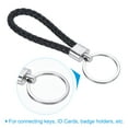 thumbnail image 3 of Braided Leather Keychain with Stainless Steel Key Ring, PU Woven Wristlet Lanyard, Black, 3 of 5
