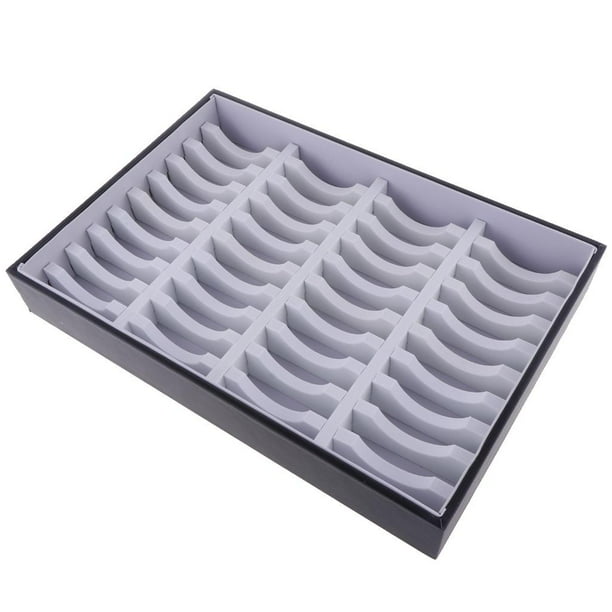 Caja de cuero sintético con bandeja de cartón de PVC para 40 pulseras y brazaletes. Blanco