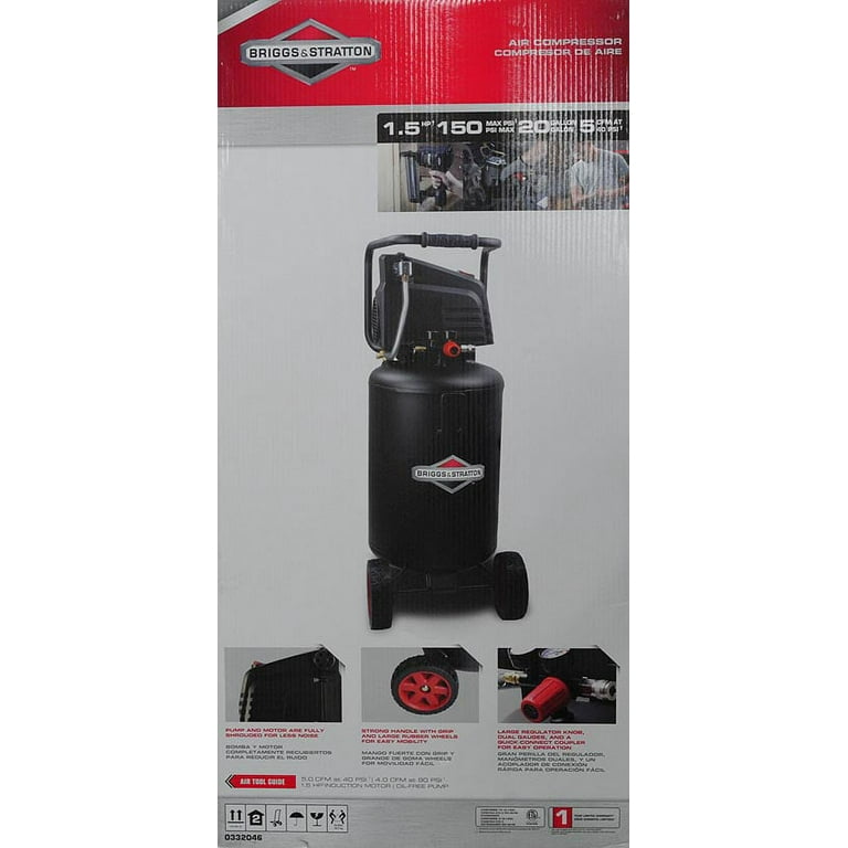 Briggs & Stratton Air Compressor 20-Gallon Vertical Tank, 0332046 Briggs & Stratton Air Compressor 20-Gallon Vertical Tank, 0332046