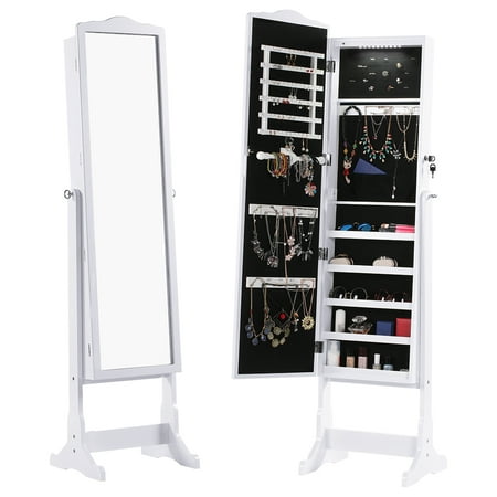 Langria Free Standing Lockable Jewelry Cabinet Full Length Lockable Jewelry Cabinet Full Length