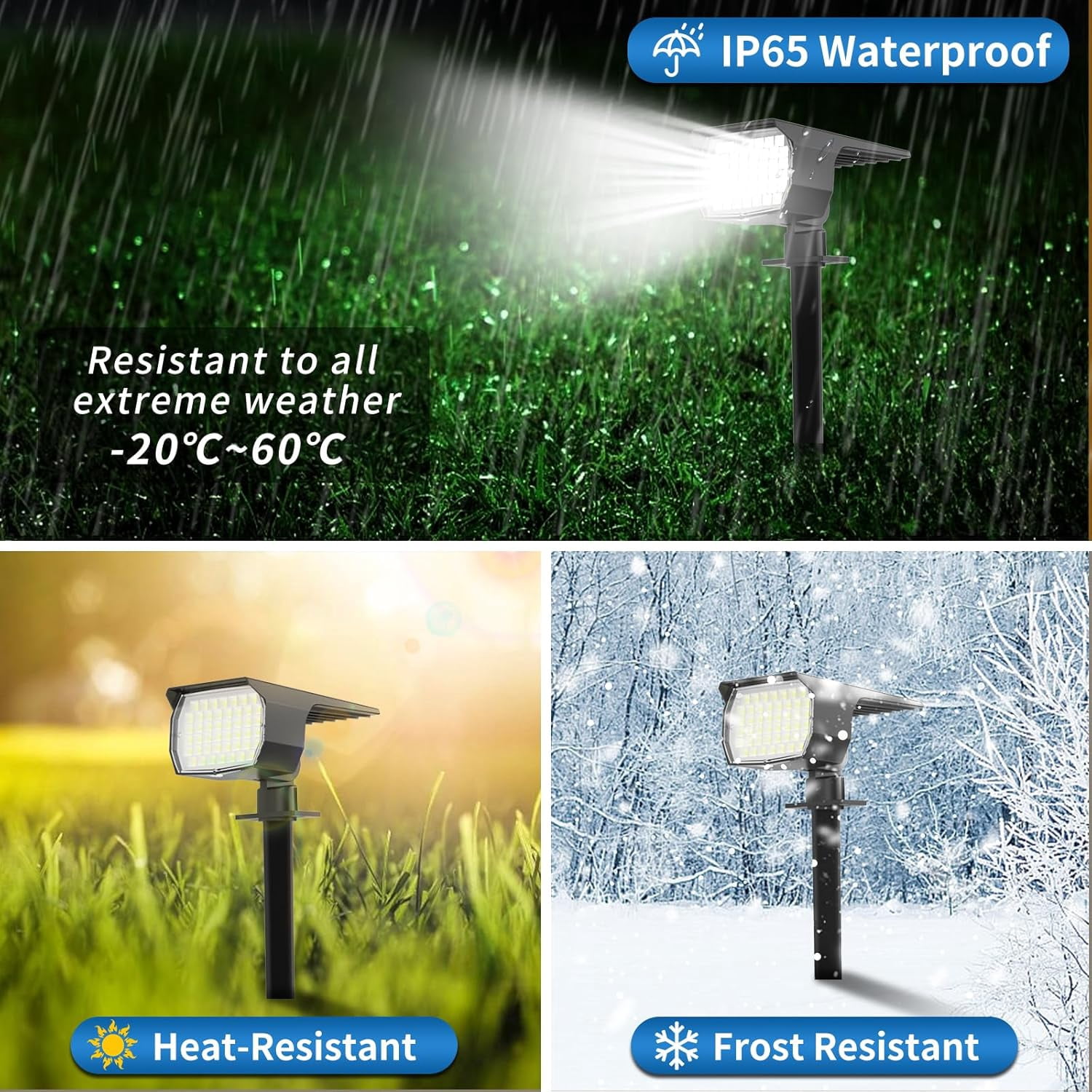 Solar Lights Outdoor, 6 pack 46 LEDs, 3 Modes Auto On/Off, IP65 Waterproof Solar SpotLights for Pathway, Yard, Garden, Walkway - Cool White
