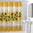 thumbnail image 4 of Sunflower Leaves Fabric Shower Curtain Floral Plant Yellow Stripes Washable Shower Curtains for Bathroom, Waterproof Bath Curtain with Hooks Home Decor 72x84in, 4 of 8
