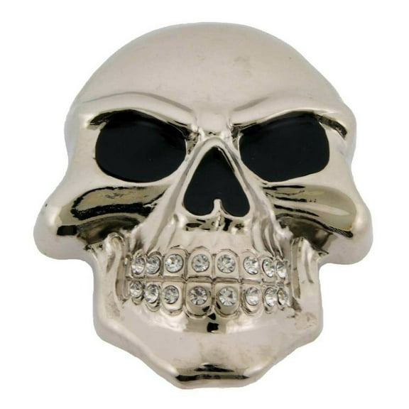 Skull Grill Bling Silver Metal Rhinestones Gothic Rock Hip Belt Buckle Halloween Party Costume