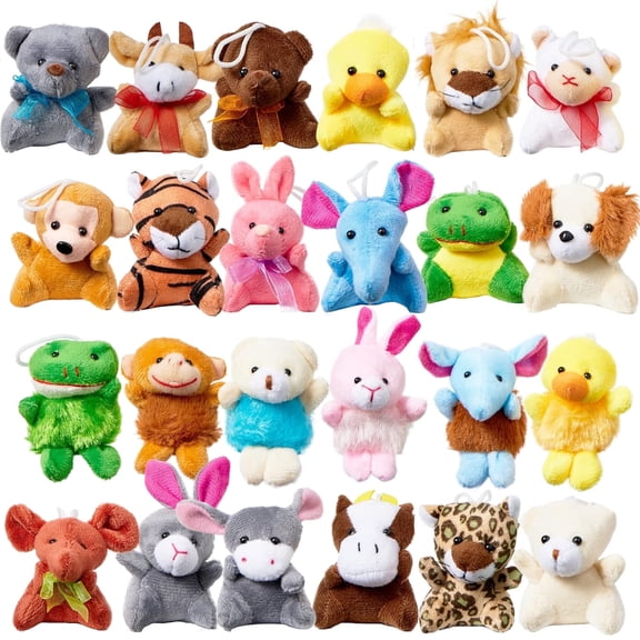 Joyfy 24 Pcs Party Favors for Kids 3" Mini Stuffed Animals Bulk Cute Small Plush Toys, Pinata Fillers, Animals Keychain Decoration for Boys Girls, Teacher Student Gifts Prizes, Birthday Supplies