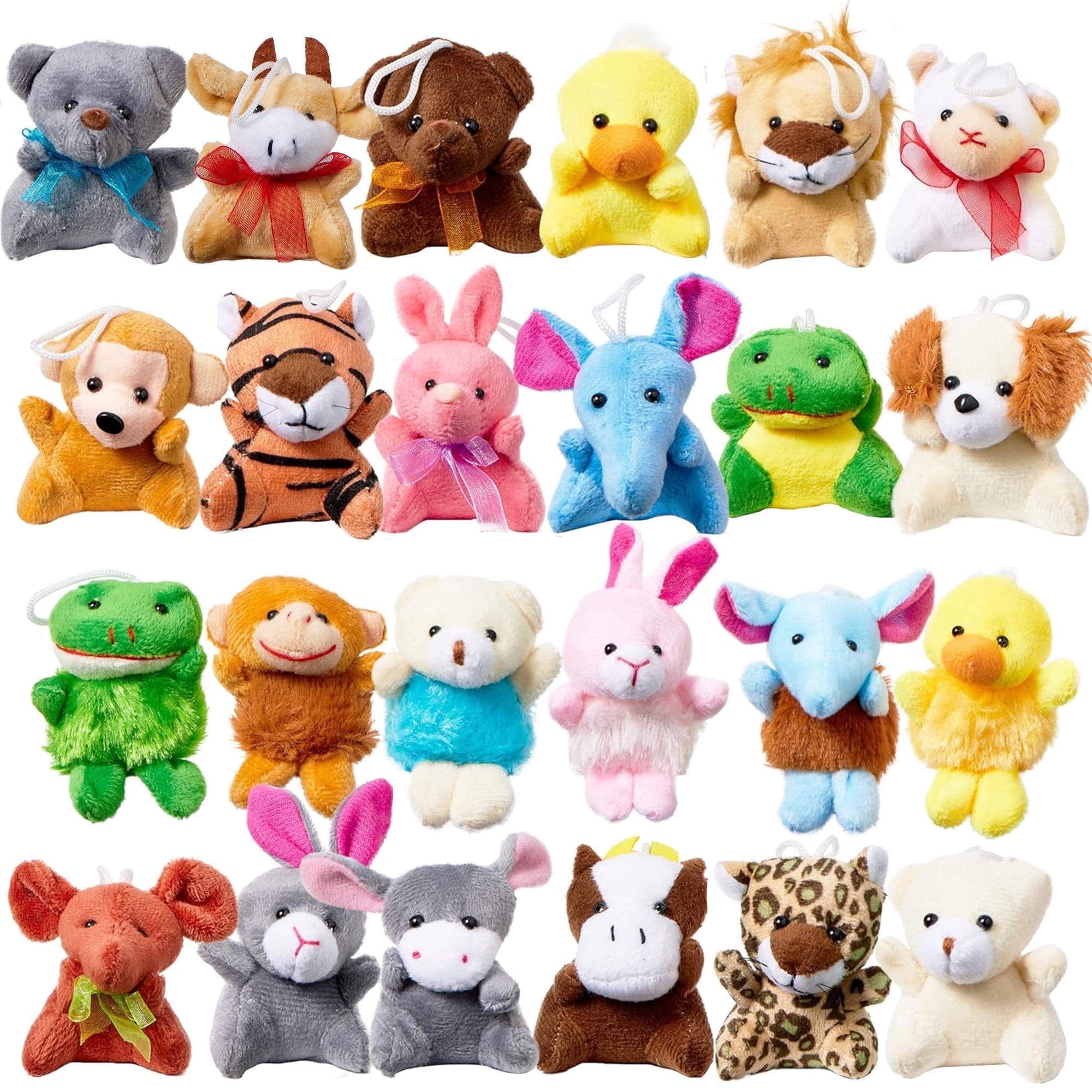 Joyfy 24 Pcs Party Favors for Kids 3" Mini Stuffed Animals Bulk Cute Small Plush Toys, Pinata Fillers, Animals Keychain Decoration for Boys Girls, Teacher Student Gifts Prizes, Birthday Supplies