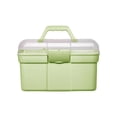 thumbnail image 3 of Portable Handled Storage Box Sewing Box 2 Layers Art Craft Organizer Lockable Container with Lid for Cosmetic Manicure Tools Green, 3 of 8
