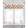 thumbnail image 2 of Red Flowers Pastoral Kitchen Valances for Windows Farmhouse Linen Window Valance Curtain for Living Room Window Treatment Country Floral Rustic Botanical Retro Valance Rod Pocket Topper, 42 x 18 Inch, 2 of 6
