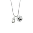 thumbnail image 2 of Delight Jewelry Silvertone 3-D Imitation Pearl & Clear Crystal Owl Silvertone Script Initial Disc - N - Charm Necklace, 20"+3", 2 of 4