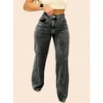 thumbnail image 2 of Women’s Mid Rise Wide Leg Denim Jeans Vintage Washed Leg Lengthening Figure Flattering Perfect for Y2K Streetwear Casual Days, 2 of 6