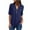 Navy, variant on Women's V Neck Chiffon Blouse Casual Half Zip up Tunic Shirts Trendy 2023 Solid Color Button Rolled Long Sleeve Work Tops Oversized T-Shirt Watermelon Red M