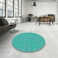 thumbnail image 3 of Ahgly Company Indoor Square Patterned Bright Cyan Blue Area Rugs, 4' Square, 3 of 6