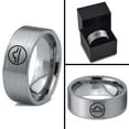 thumbnail image 4 of Tungsten Horoscope Zodiac Astrology Libra Band Ring 8mm Men Women Comfort Fit Gray Flat Cut Brushed Polished, 4 of 4