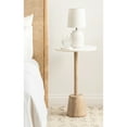 thumbnail image 3 of Kate and Laurel Tira Round Marble Side Table, 14 x 14 x 24, White Marble and Light Natural, Decorative Pedestal End Table for Use as a Bedroom Nightstand or Living Room Plant Stand Table, 3 of 11