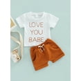 thumbnail image 2 of Franhais Kids Summer Shorts Set Short Sleeve Letters Print Tops Solid Elastic Waistband Shorts, 2 of 9