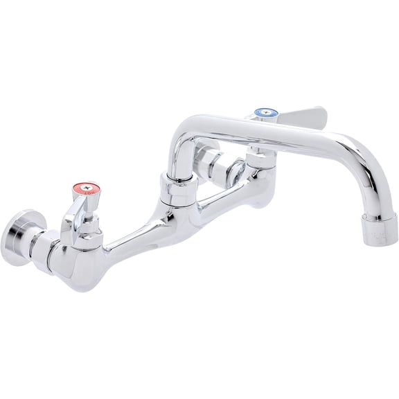 8” Center Commercial Wall Mount Faucet Kitchen w/ 6 Inch Swivel Spout - Lever Handle - Industrial Restaurant Kitchen Utility Prep 3 Compartment Sink Mounted Faucets