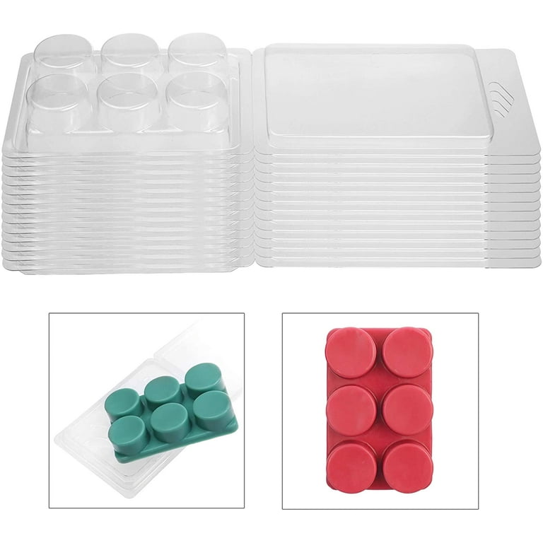 MILIVIXAY Wax Melt Containers-6 Cavity Clear Empty Plastic Wax Melt Molds-100  Packs Heart Shape Clamshells for Tarts Wax Melts. 