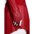 thumbnail image 5 of Aislor Women's Lyrical Dance Long Sleeve Asymmetrical Ballet Skirt Leotard Figure Skating Dress Burgundy M, 5 of 7