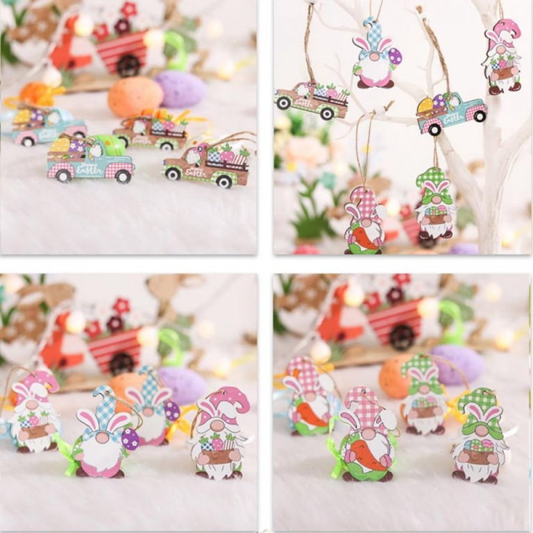 24-Piece Easter Wooden Hanging Ornaments - Religious Cross Decor For Tree & Home