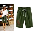 thumbnail image 2 of gakvov Plus Size Bermuda Shorts For Womens Comfy Paperbag Shorts Elastic Waist Knee Length Workout Shorts Casual Printed Linen Shorts Army Shorts With Drawstring&Pockets Biker Shorts, 2 of 6