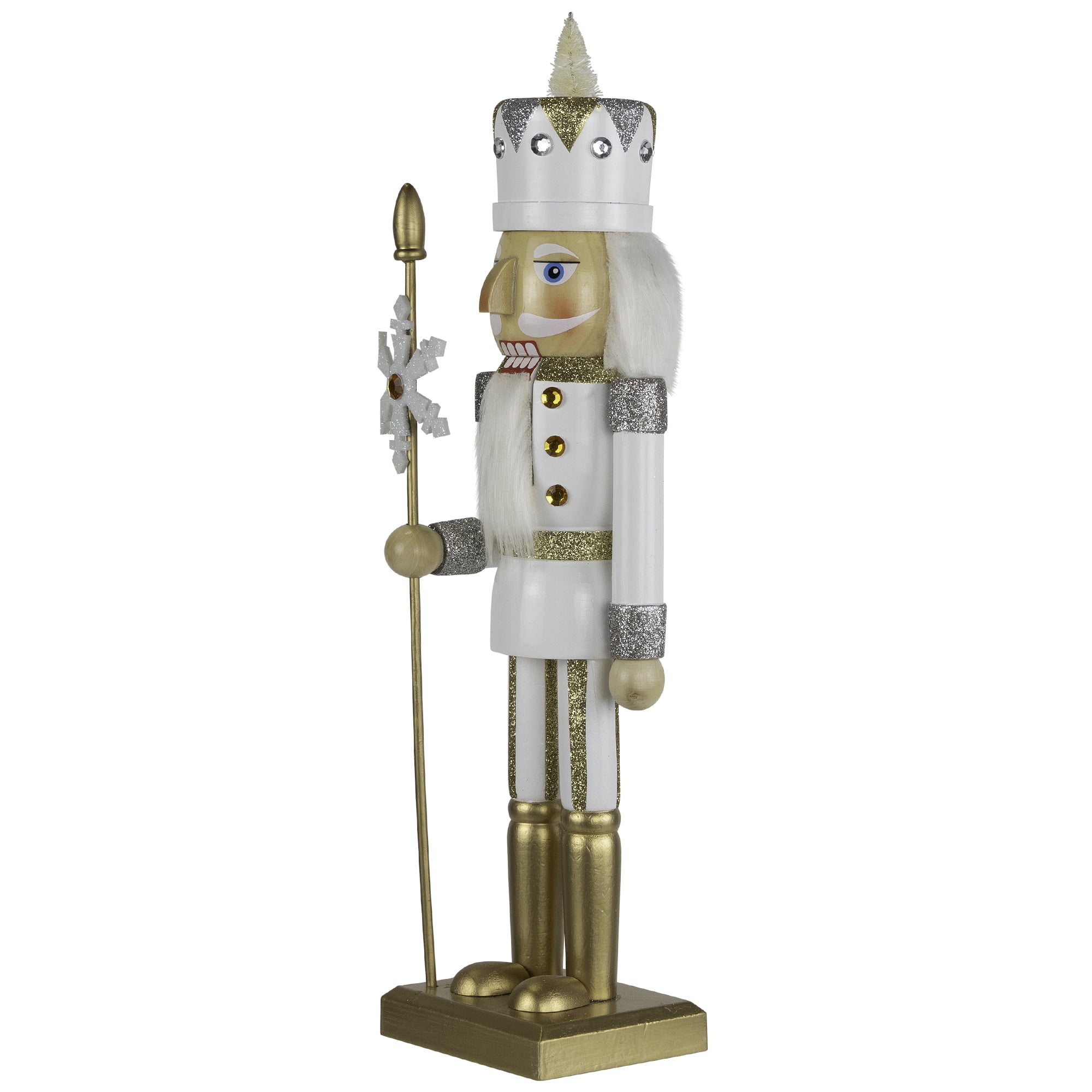 Northlight Glittered Nutcracker with Snowflake Scepter Christmas Figure - 15" - White