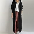thumbnail image 5 of Extra-Long Zip Up Hoodies for Women Oversized Long Sleeve Fleece Jackets Casual Solid Hooded Outerwear with Pockets, 5 of 8