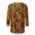 thumbnail image 4 of QIPOPIQ Hauts à Manches 3/4 pour Femmes Été Chemises Rayées Trois Quarts Tunique Imprimée Décontractée Blouses pour Femmes en Liquidation, 4 of 5