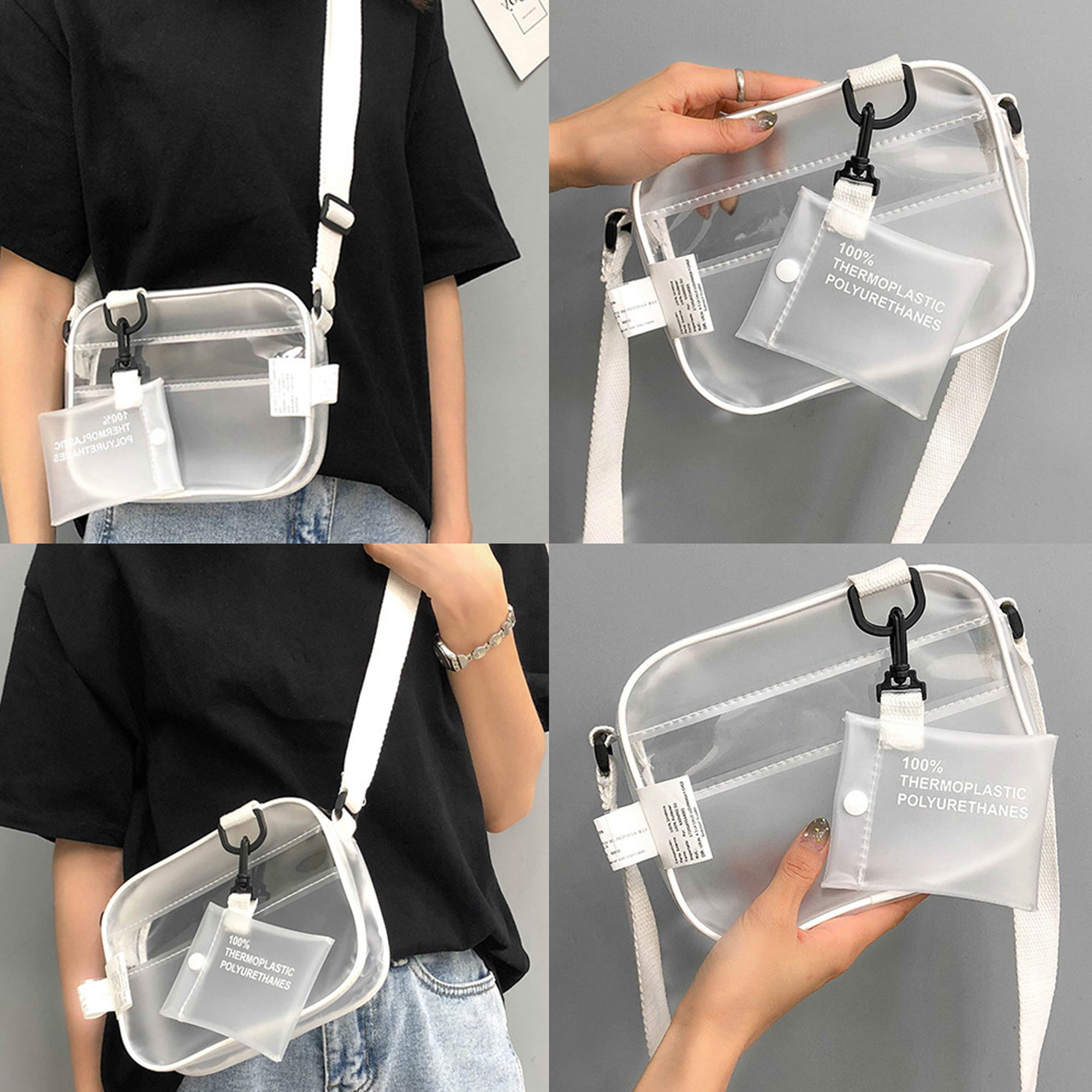 Clear Crossbody Bag With Coin Purse Trendy Pvc Square Bag Womens