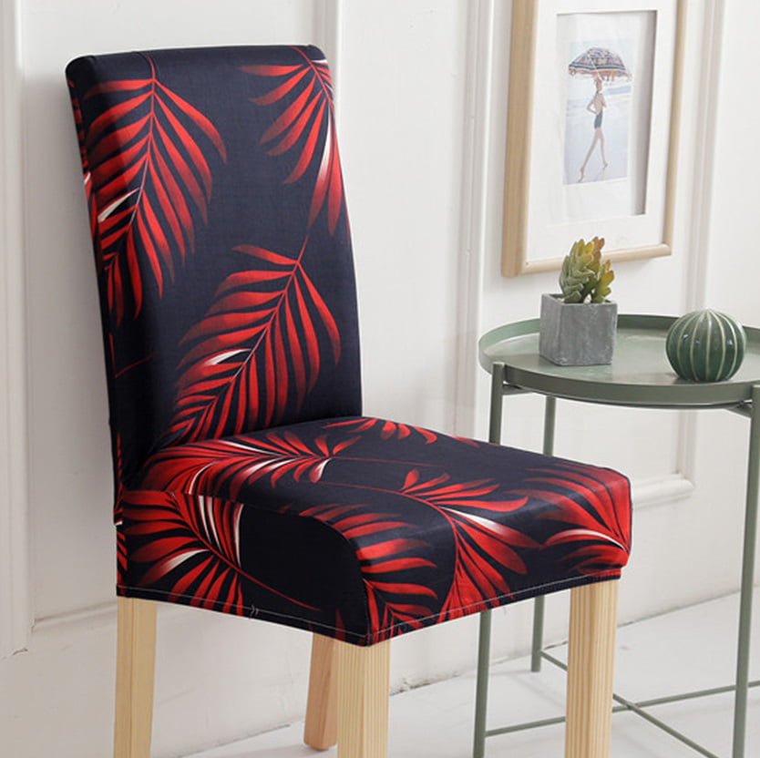 Spandex Washable Short Dining Room Chair Cover Red 