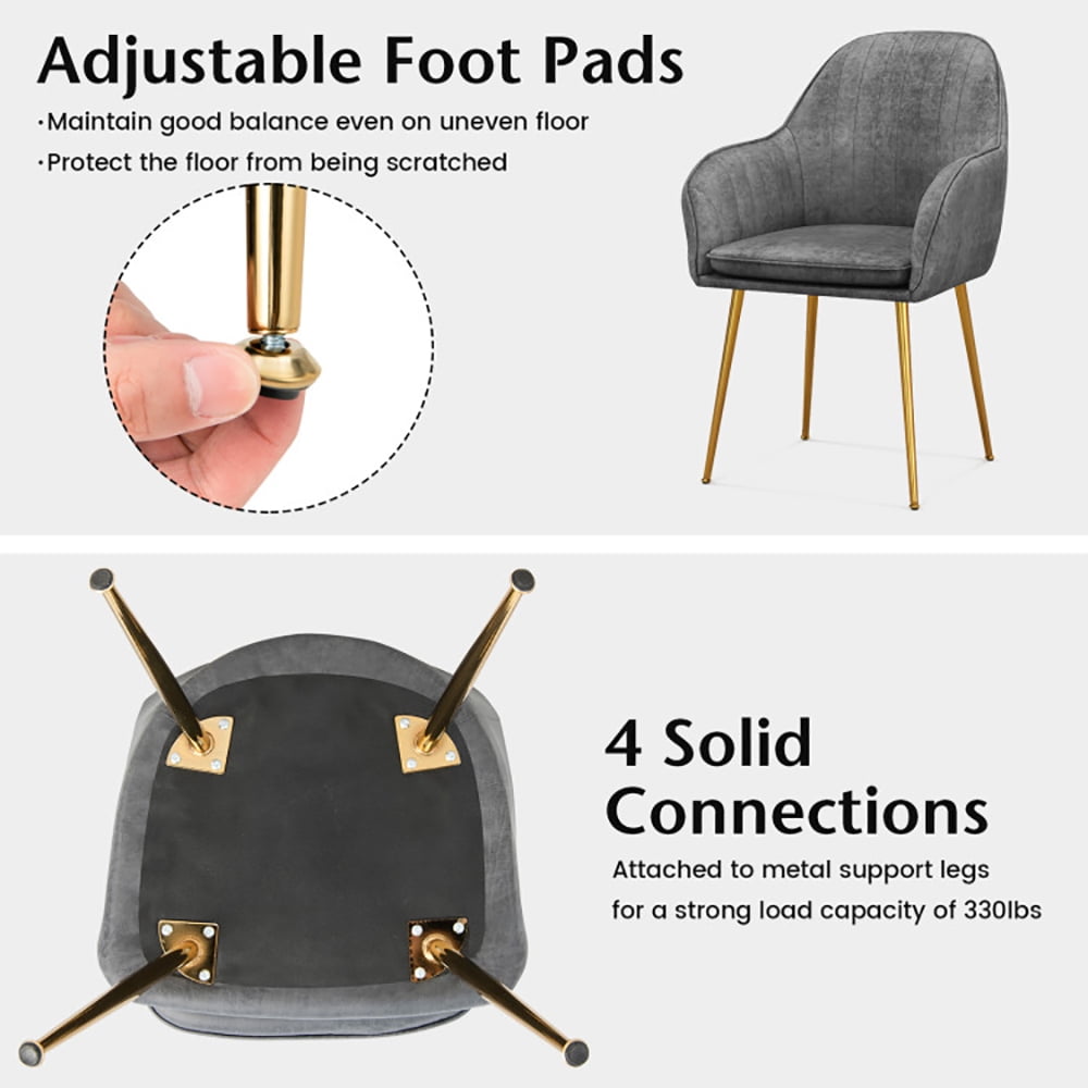 Finihen Modern Living Dining Room Accent Arm Chairs, Accent Upholstered Arm Chair with Steel Gold Legs, Set of 2, for Bedroom, Living Room, Dining Room, Gray Finihen Modern Living Dining Room Accent Arm Chairs, Accent Upholstered Arm Chair with Steel Gold Legs, Set of 2, for Bedroom, Living Room, Dining Room, Gray