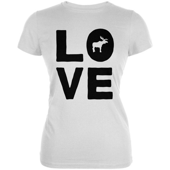 Autumn Moose Love Juniors Soft T Shirt White SM