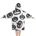 thumbnail image 2 of Halloween Black Pumpkin Silhouettes Blanket Hoodies for Kids 6-13YR Oversize Wearable Blanket Hoodies for Boys Girls Teens, 2 of 7