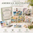 thumbnail image 2 of Sea Glass Art Kit Timeless American Destinations, DIY Sea Glass Acrylic Mosaic Craft Kit with Colorful Glass Pieces, Coastal Artwork for Adults, Handmade Decorative Wall Art Gift Home Decor, 2 of 7