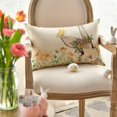 thumbnail image 3 of xianlin-Easter Yellow Floral Garland Bunny Throw Pillow Cover, 12 x 20 Inch Spring Rabbit Holiday Cushion Case Decoration for Sofa Couch, 3 of 4
