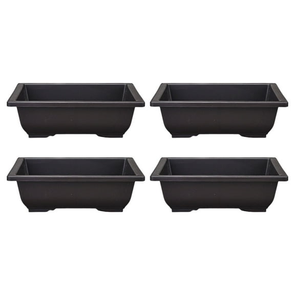 WHAMVOX 4pcs Rectangular Bonsai Flower Pot for Use with Large Capacity Space Black Plastic