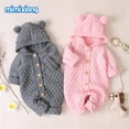 thumbnail image 3 of Newborn Baby Girl Sweater Jumpsuit Bodysuit Acrylic Fabrics Pullover Hoodie Button Romper Outfits Sets 0-24Months, 3 of 7