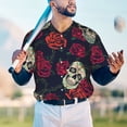 thumbnail image 6 of Daiia Roses Skulls Mens Baseball Jersey Button Down Shirts Short Sleeve Sports Uniforms-Medium, 6 of 9