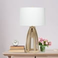 thumbnail image 2 of Mod Lighting and Decor Wooded Arch Farmhouse Style Table Lamp with Drum Shade - 29.5" - White and, 2 of 9