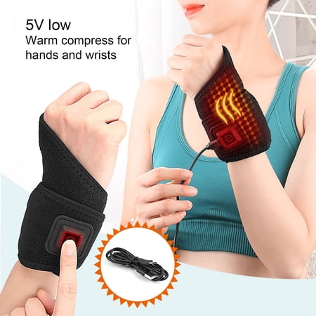 Fonmwin Wrist Thumb Brace Heating Pad Temperature Adjustable Plug-Play Carpal Tunnel Relief Electric Heated Wrist Brace Support，L: 41cm/16.14", W: 10cm/3.94"，as shown