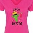 thumbnail image 4 of Inktastic Cinco De Mayo Let's Fiesta Cute Cactus with Sombrero Women's V-Neck T-Shirt, 4 of 5