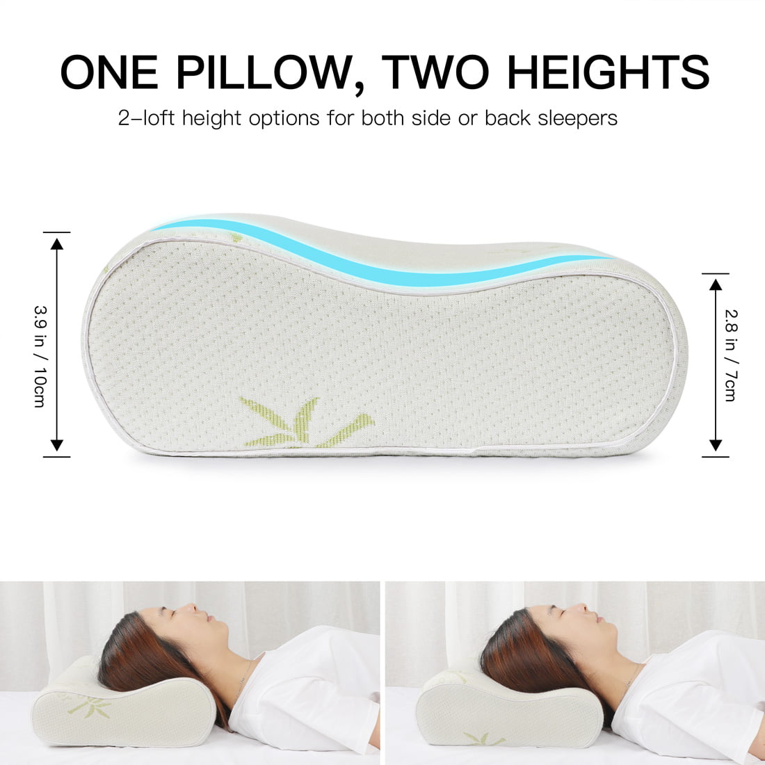1/2/4 X Anti Bacterial Bamboo Memory Foam Contour Pillow Orthopedic Firm Support 